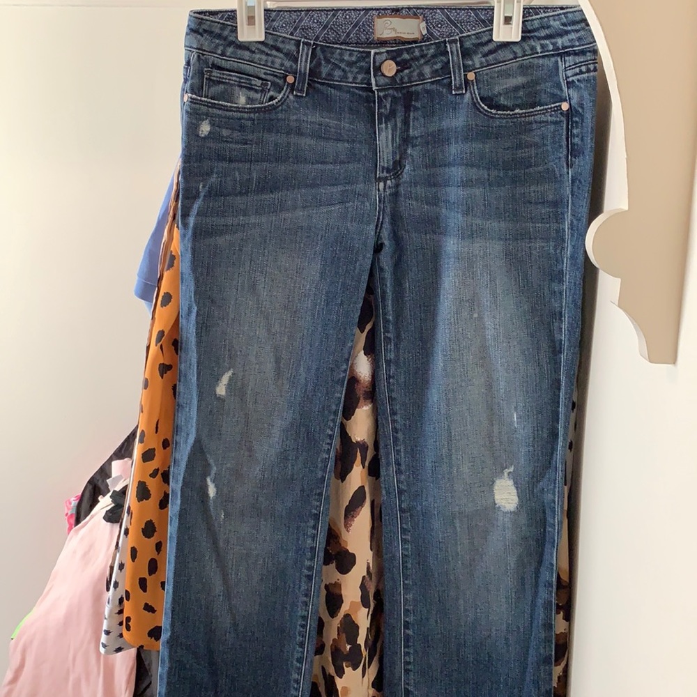 Paige Distressed Straight Leg Jeans